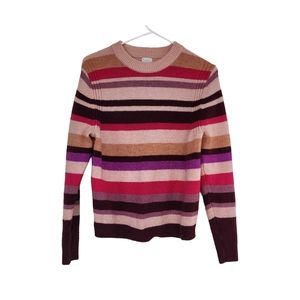 A New Day Women's XS Pink Stripped Sweater Long Sleeve Cute, Warm, Color…